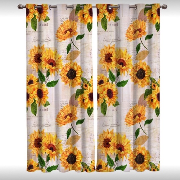 2 Panel Sunflower Kitchen Cafe Curtains - Picture 1 of 7